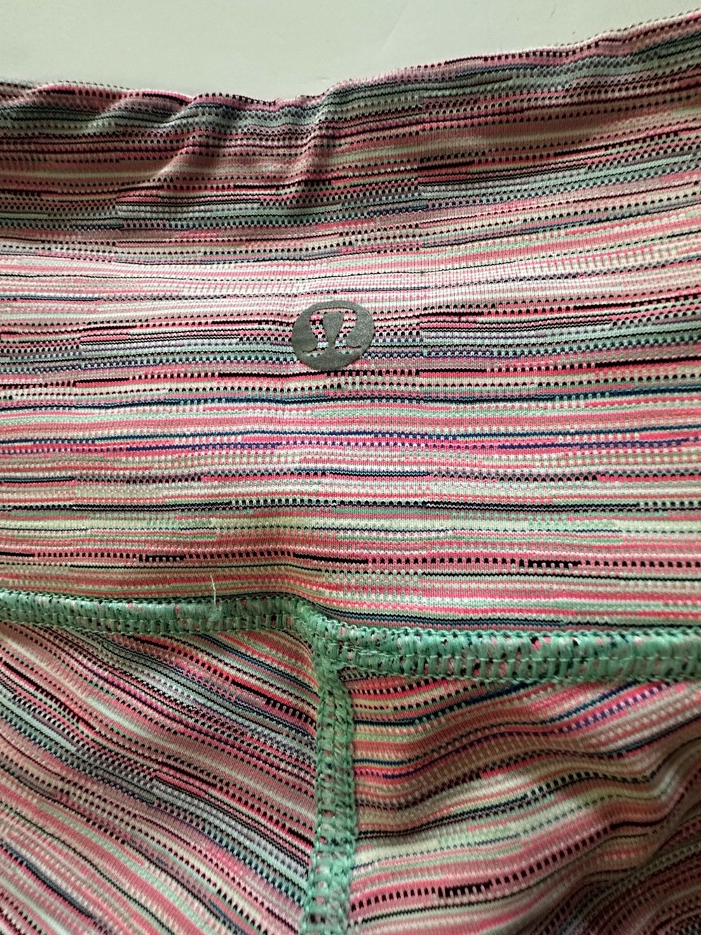 lululemon athletica Pink Striped Leggings with Green Trim